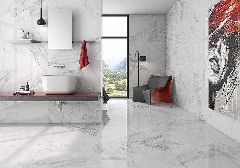 Плитка керамогранит Geotiles Dante Blanco 75x150 Compacglass (1,13 кв.м.) под мрамор