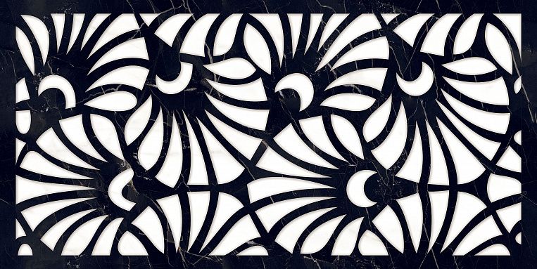 Плитка Керамогранит Art Ceramic Mira Black Decore 60x120 High Gloss (1,44 кв.м.) под мрамор
