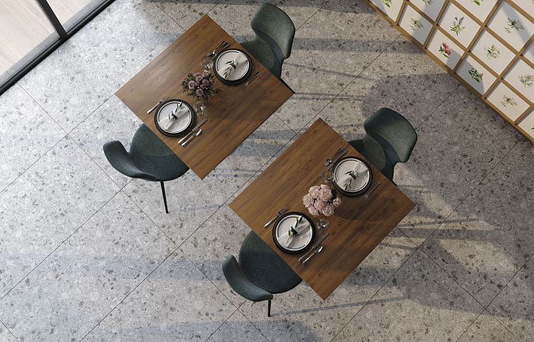 Плитка керамогранит Kerranova Terrazzo Light Grey K-331 LR 600x600x10 (1,44 кв.м.) под терраццо